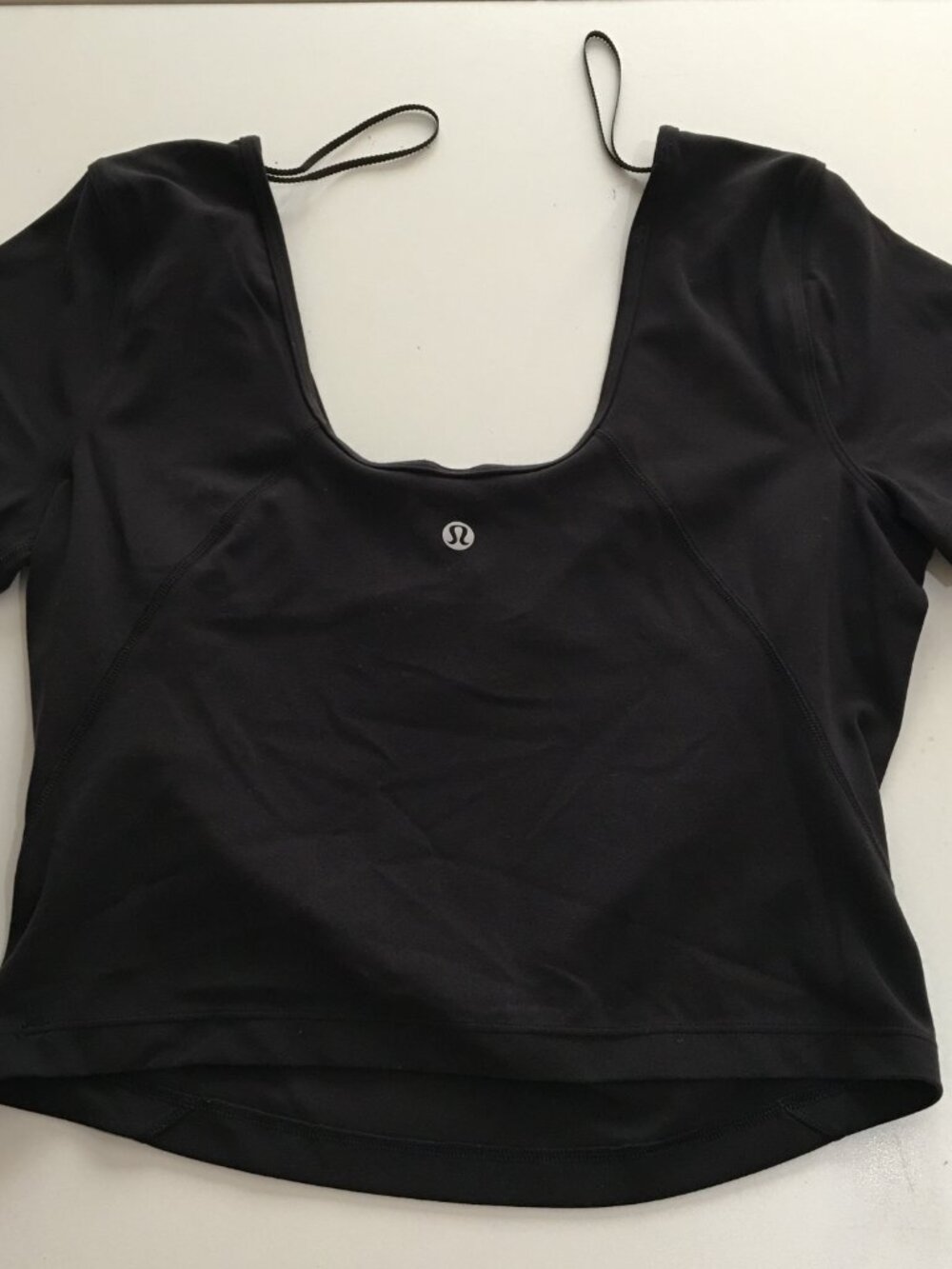 Lululemon Align T-Shirt Size 8 Black Nulu Scoop Neck Cropped Short Sleeve Yoga